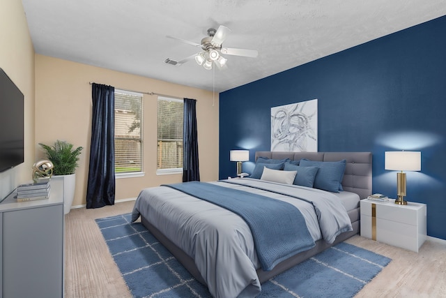 bedroom featuring ceiling fan