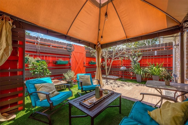 view of patio / terrace with a gazebo