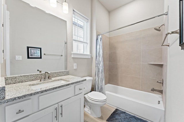 full bathroom featuring vanity, toilet, and shower / bath combo