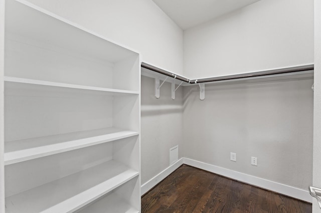 walk in closet featuring dark wood-type flooring