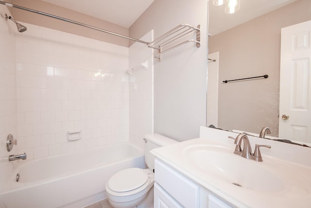 full bathroom featuring vanity, toilet, and bathing tub / shower combination