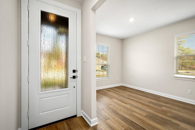 doorway featuring hardwood / wood-style flooring