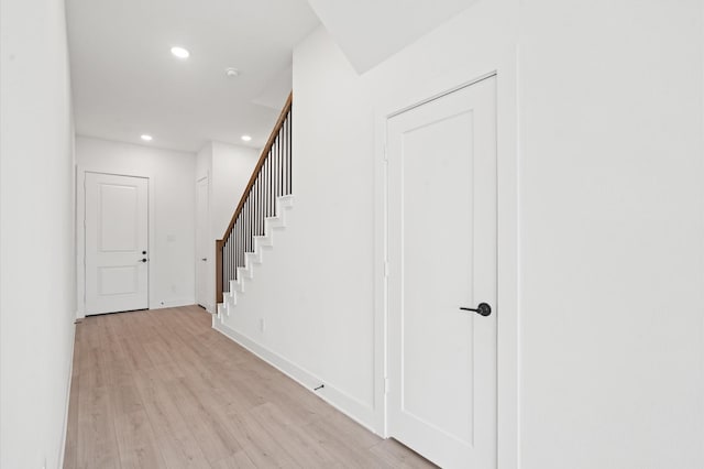 hall featuring light hardwood / wood-style flooring