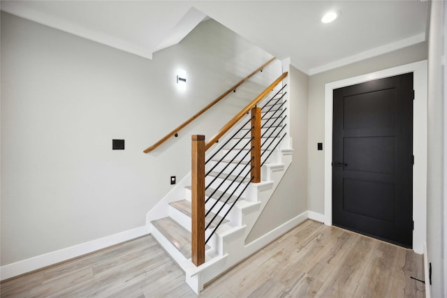 entrance foyer with light wood-type flooring