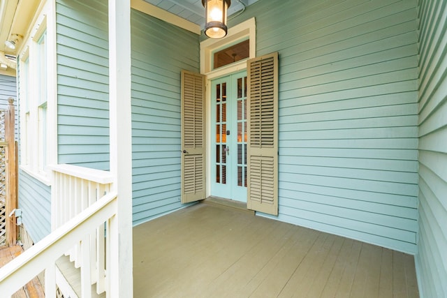 entrance to property featuring french doors