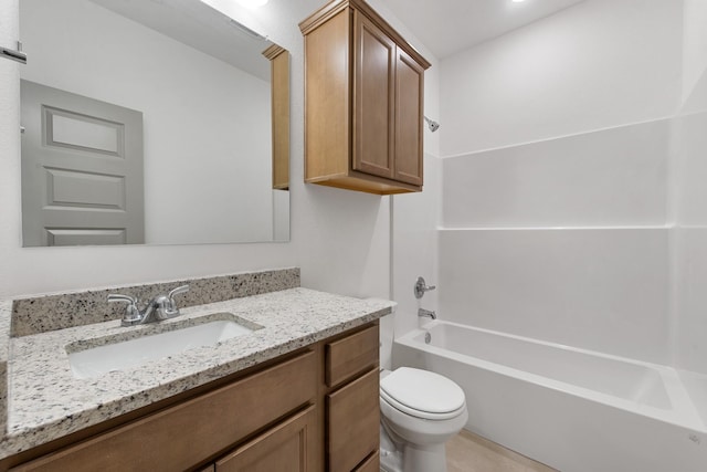 full bathroom featuring toilet, vanity, and shower / bath combination