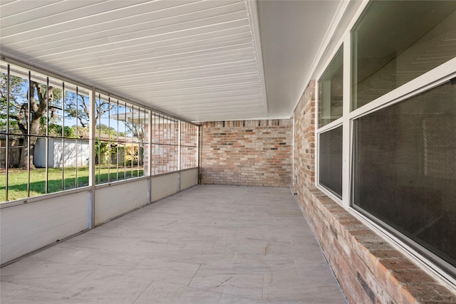 view of unfurnished sunroom