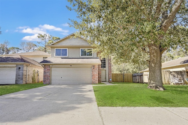 view of front of home with a garage and a front yard