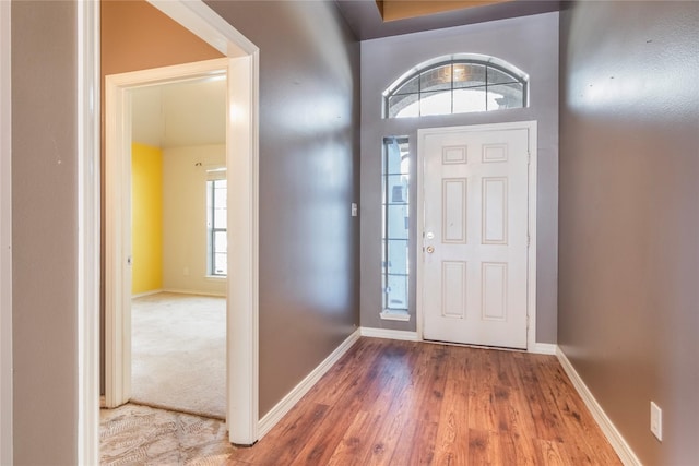 entrance foyer with hardwood / wood-style flooring and a wealth of natural light