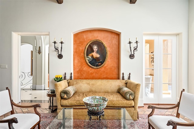 sitting room featuring french doors