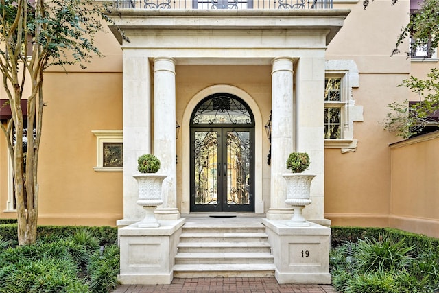 property entrance with french doors