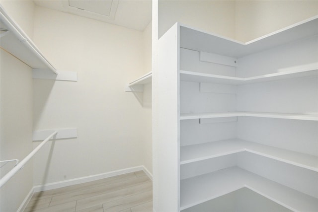 spacious closet with light wood-type flooring