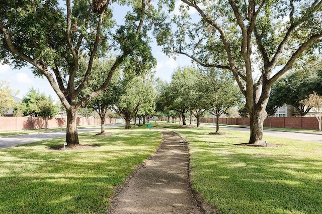 view of community featuring a lawn