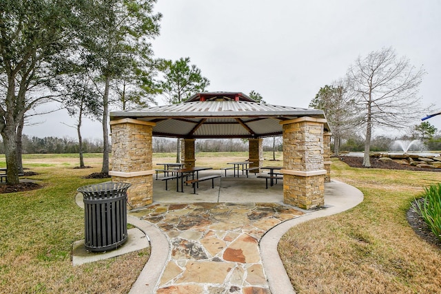 view of patio featuring a gazebo