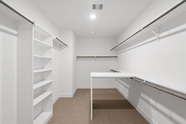 spacious closet with light colored carpet