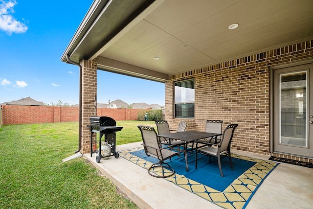 view of patio / terrace with a grill