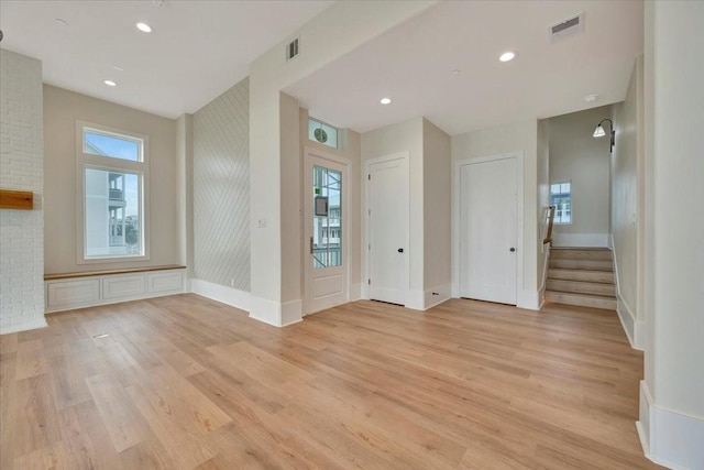 interior space with light hardwood / wood-style flooring