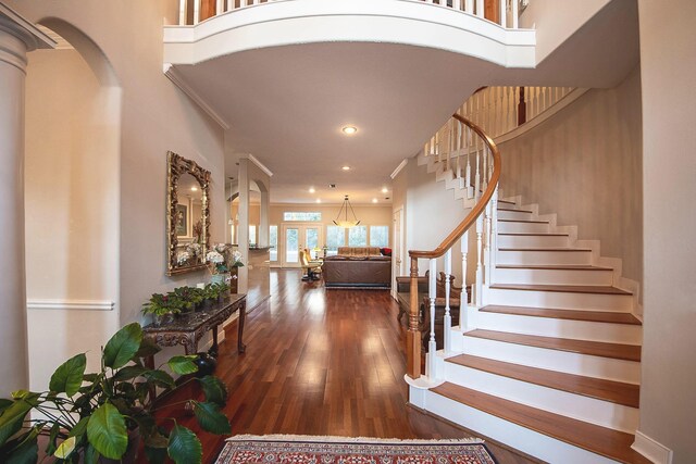 interior space with hardwood / wood-style floors and french doors