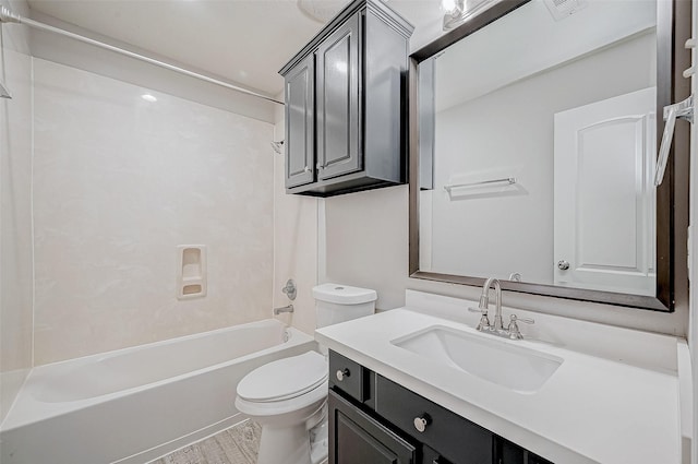 full bathroom with toilet, shower / bathtub combination, and vanity