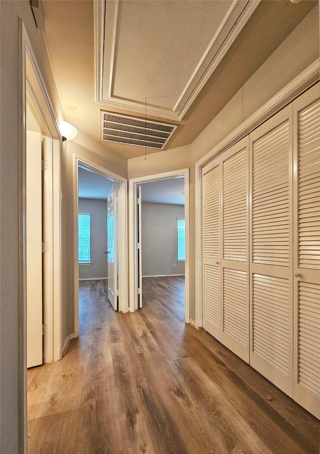 hallway featuring wood-type flooring