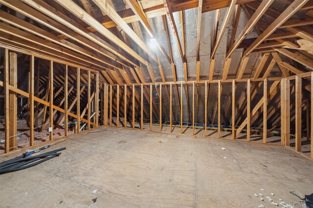 view of unfinished attic