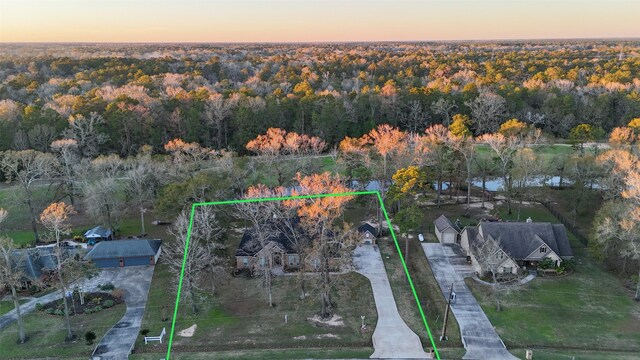 view of aerial view at dusk