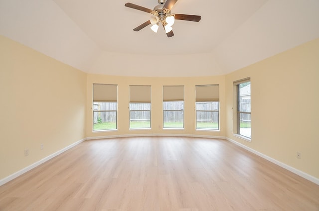 empty room featuring ceiling fan and light wood-type flooring