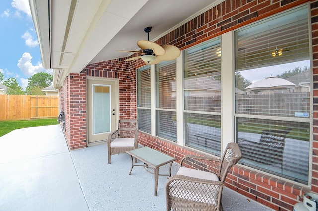 view of patio with ceiling fan