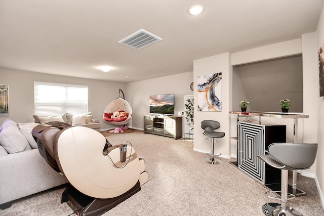 living room with carpet flooring