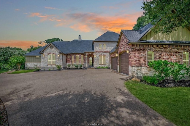 view of front of house with a garage