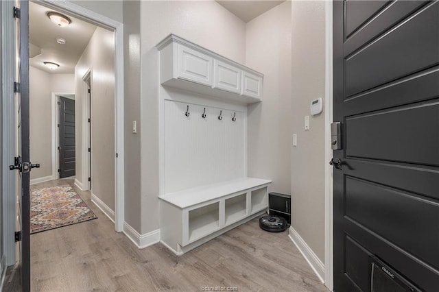 mudroom with light wood-type flooring