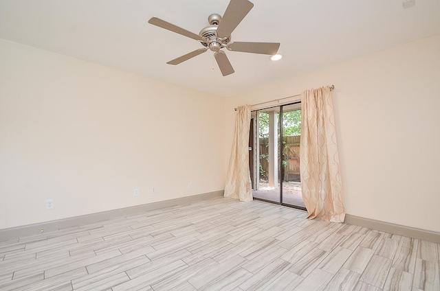 spare room featuring ceiling fan