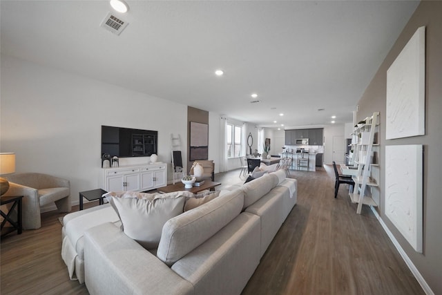 living room with hardwood / wood-style floors