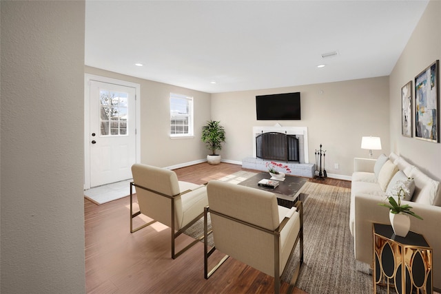 living room featuring hardwood / wood-style flooring