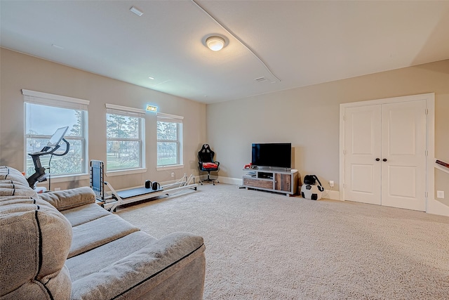 living room with carpet flooring