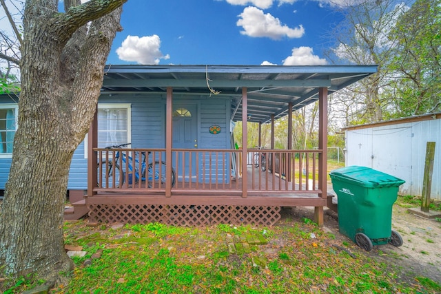 deck featuring a porch