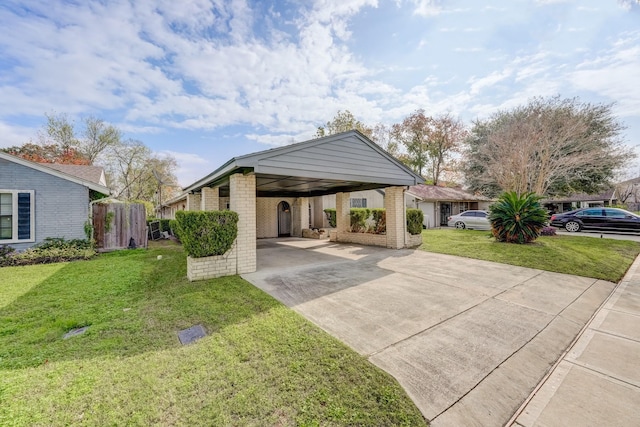 view of property exterior with a carport and a yard