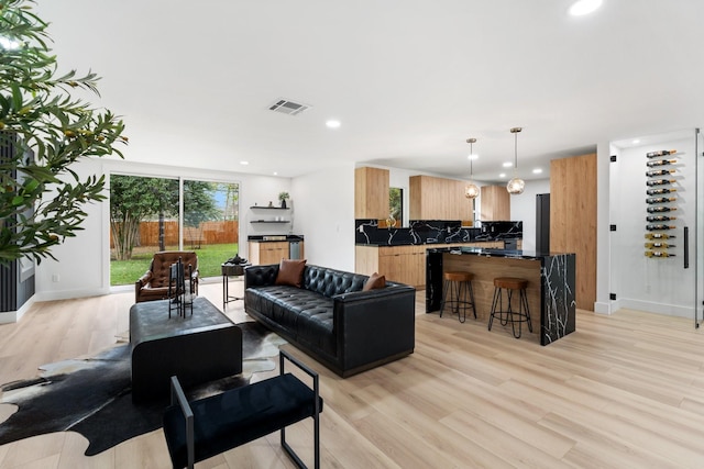 living room featuring light hardwood / wood-style floors