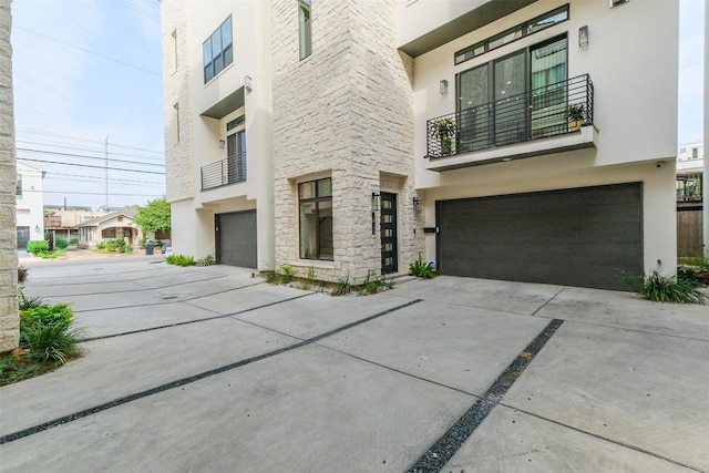 exterior space featuring a garage