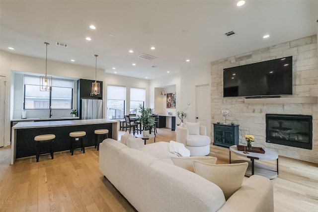 living room featuring light hardwood / wood-style flooring