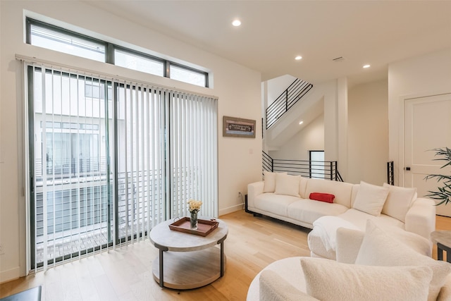 living room featuring light hardwood / wood-style flooring