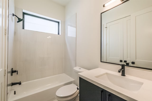 full bathroom featuring vanity, shower / bathing tub combination, and toilet