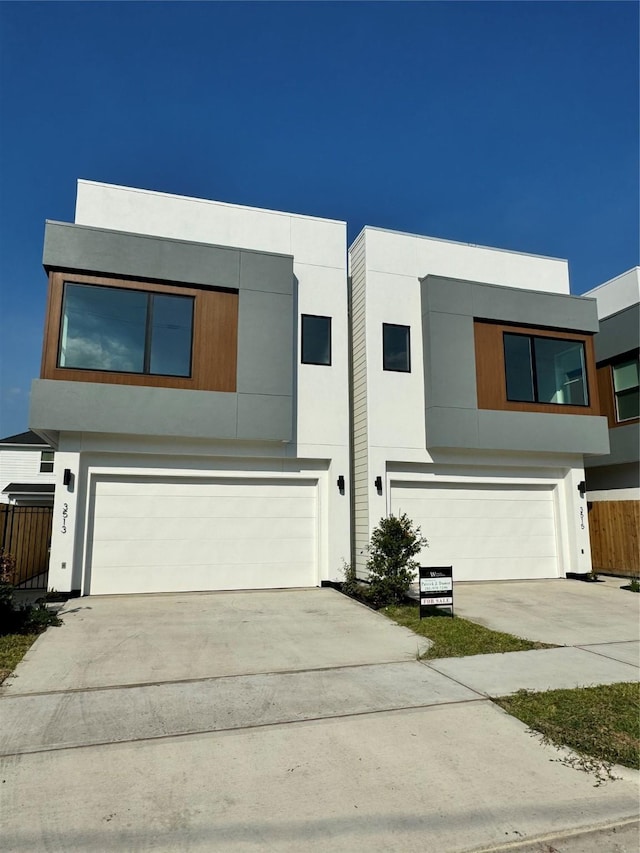 contemporary home with a garage