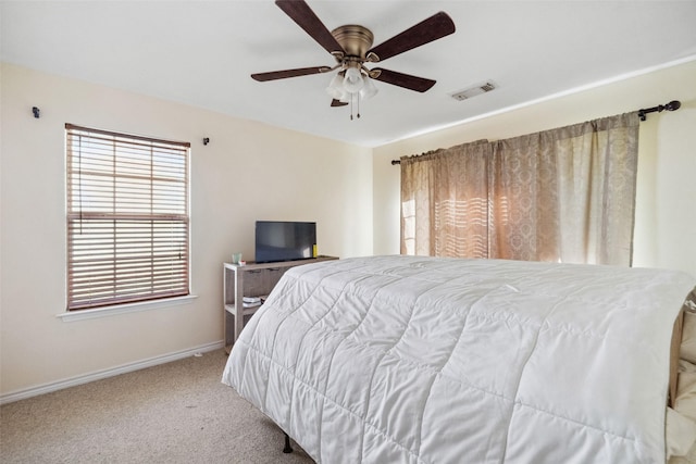 bedroom featuring carpet floors and ceiling fan