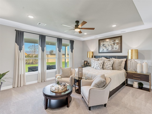 1412 River Point Dr, Friendswood, TX 77546 - carpeted bedroom with baseboards, ceiling fan, and recessed lighting