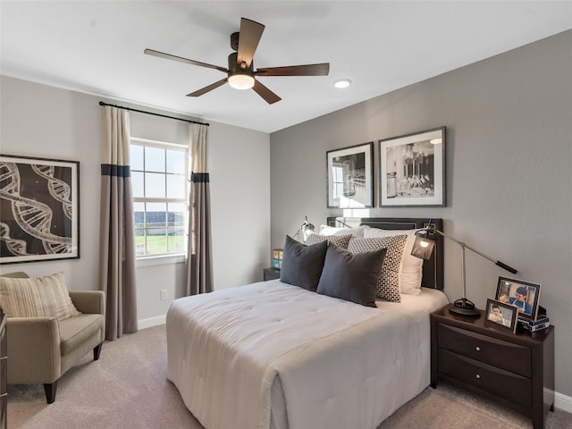 1412 River Point Dr, Friendswood, TX 77546 - carpeted bedroom with baseboards, a ceiling fan, and recessed lighting