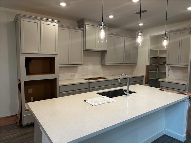 1412 River Point Dr, Friendswood, TX 77546 - kitchen featuring gray cabinetry, a sink, and recessed lighting