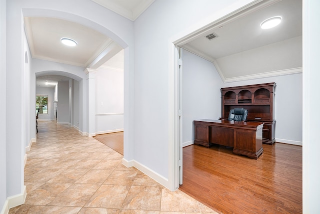 corridor with ornamental molding