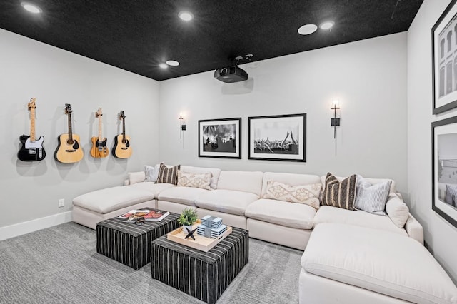 view of carpeted cinema room