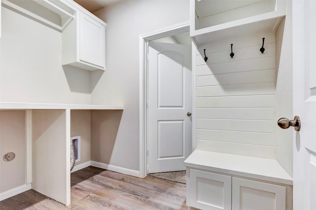 mudroom with light wood-type flooring